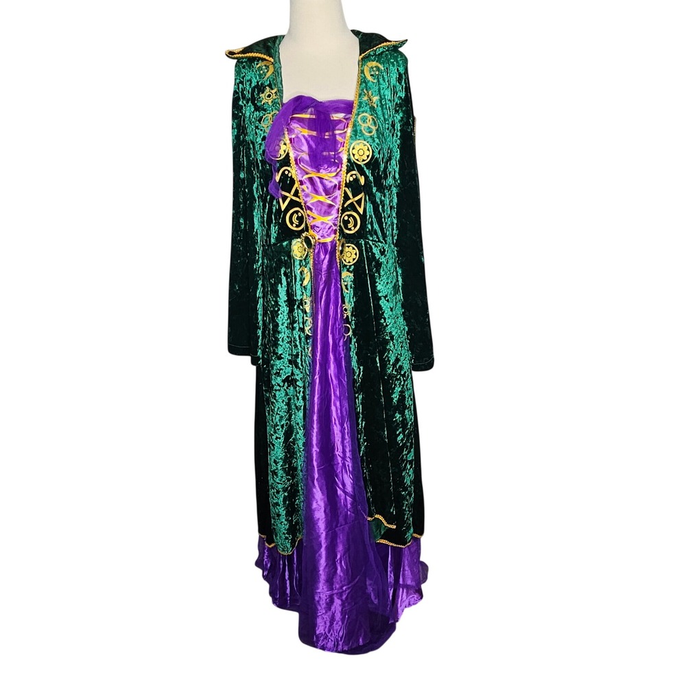 Medieval Witch Costume Winifred Sanderson Inspired Green Velvet Celestial XL